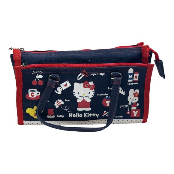 2007 Sanrio Smiles Hello Kitty Rorry Bear Rabbit Navy Red Art Supply Pouch Bag - Picture 7 of 13